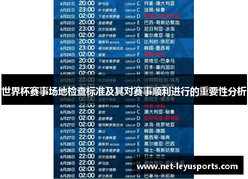世界杯赛事场地检查标准及其对赛事顺利进行的重要性分析