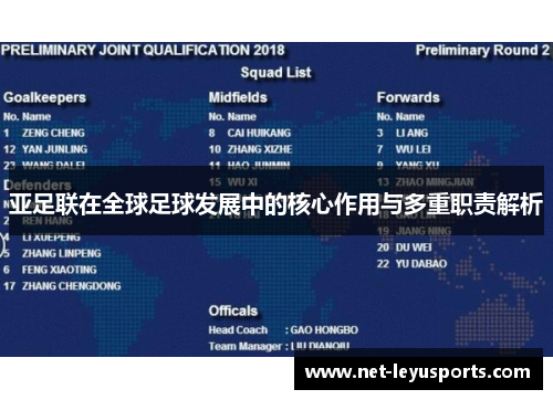 亚足联在全球足球发展中的核心作用与多重职责解析