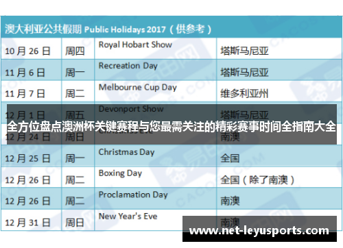 全方位盘点澳洲杯关键赛程与您最需关注的精彩赛事时间全指南大全 全方位盘点澳洲杯关键赛程与您最需关注的精彩赛事时间全指南大全